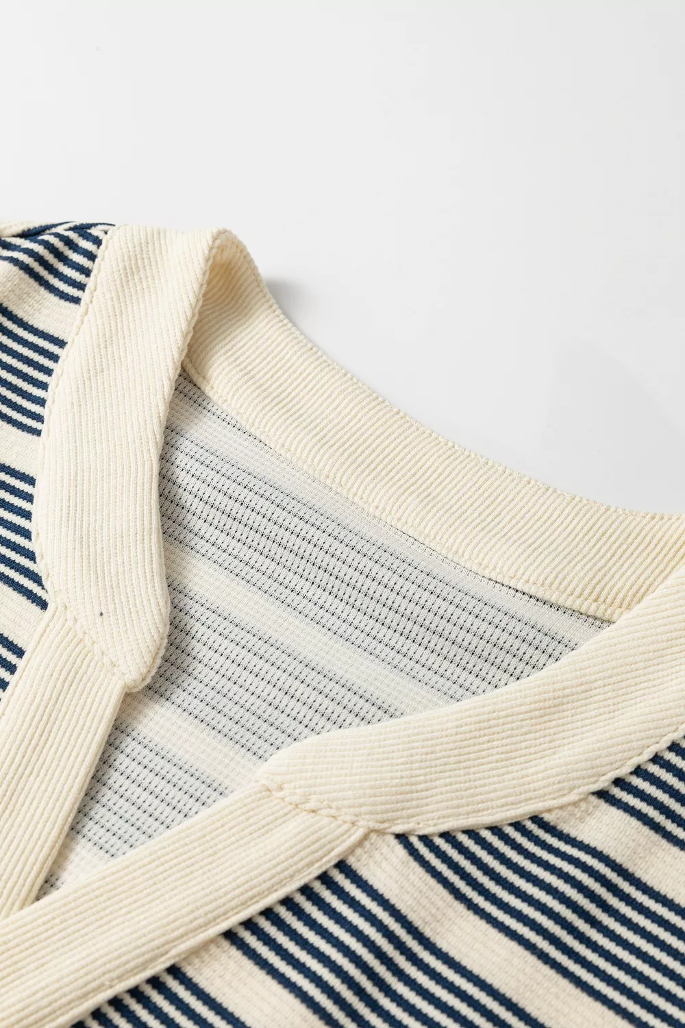 Stripe Ruffled Short Sleeve Contrast Trim Button Notched Neck Midi Dress, image 7