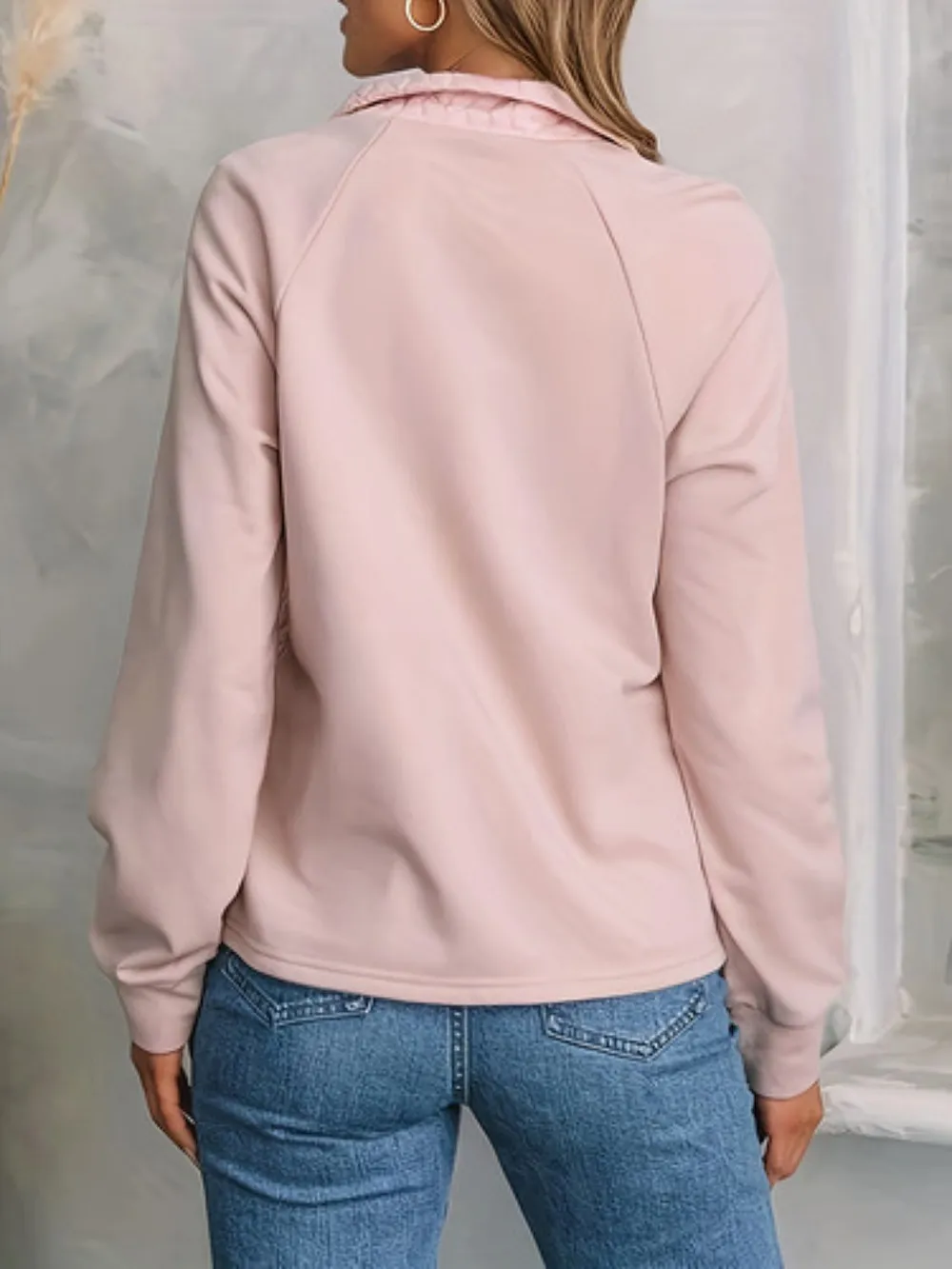Texture Quarter Zip Long Sleeve Sweatshirt, image 2