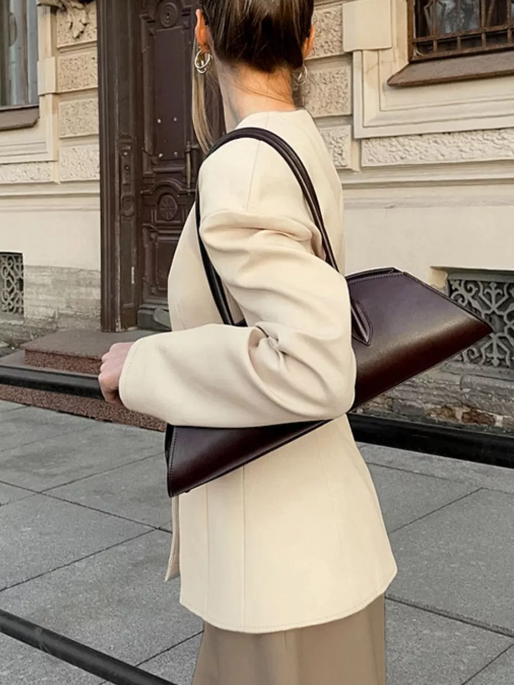 V-Neck Button-Up Blazer with Structured Shoulders, image 6