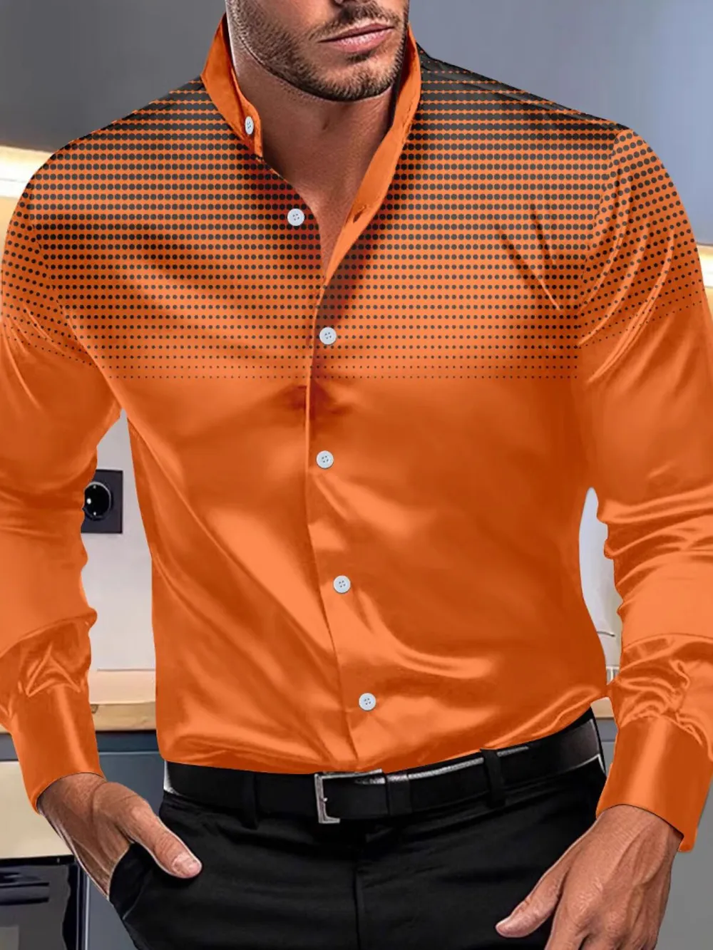 Men's Full Size Button Up Long Sleeve Shirt Plus Size, image 2