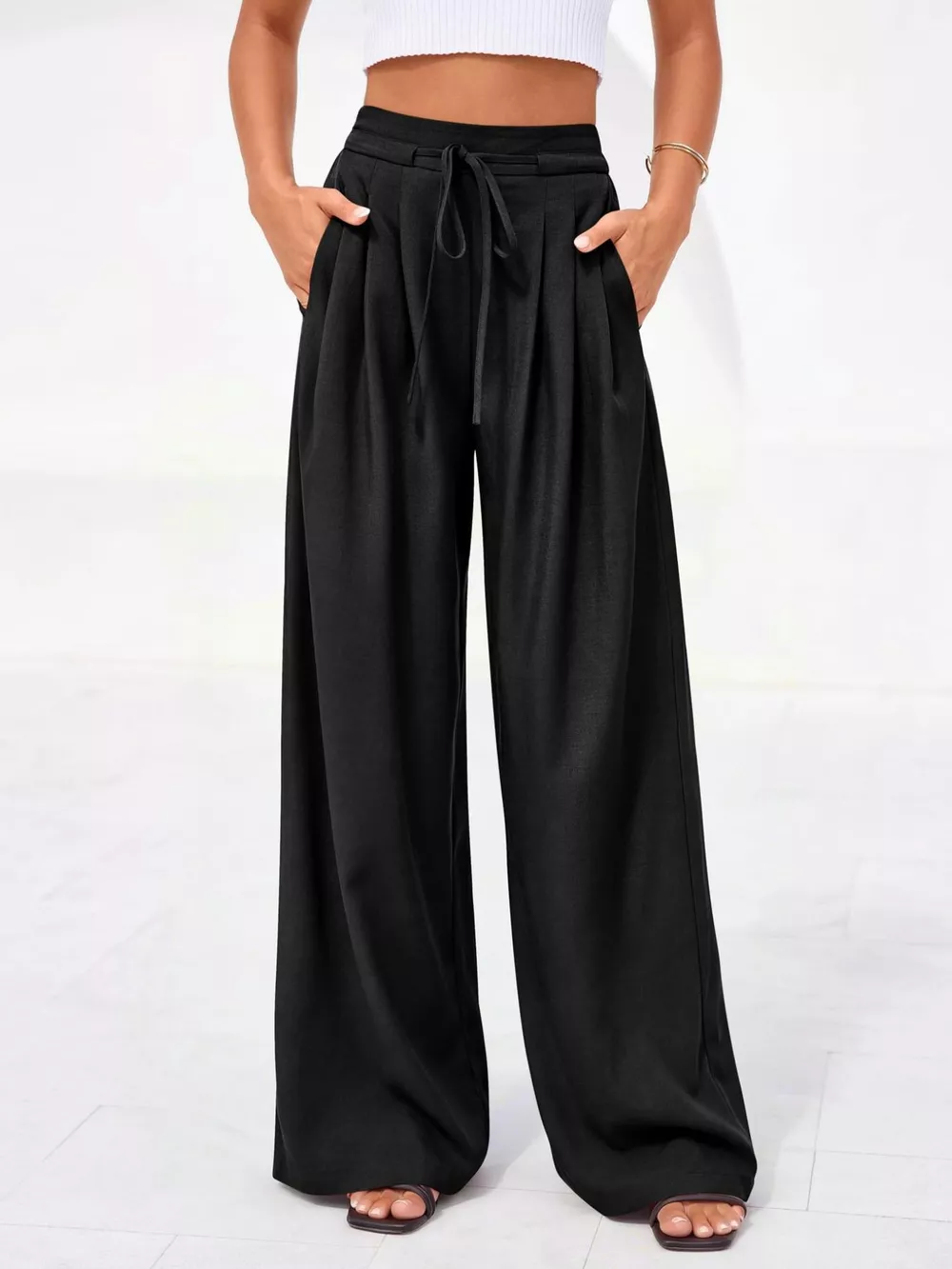 Full Size High-Waisted Wide-Leg Pleated Pants Plus Size, image 6