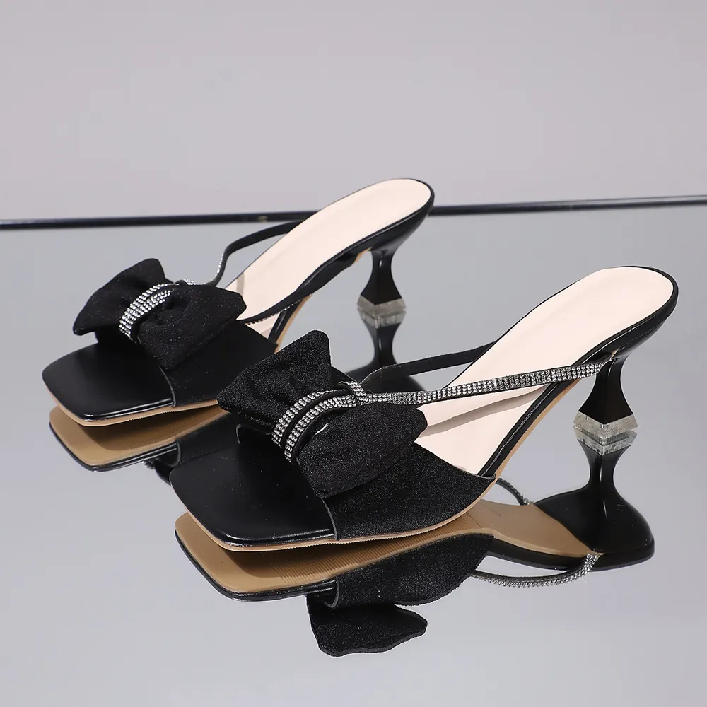 Bow Rhinestone Open-Toe Sandals, image 3