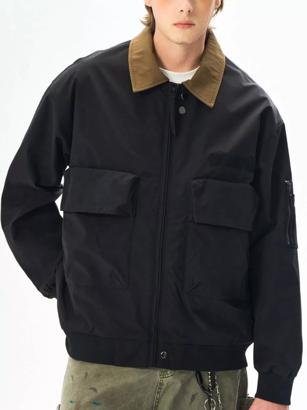 Men's Plus Size Zip Up Casual Bomber Jacket, image 9
