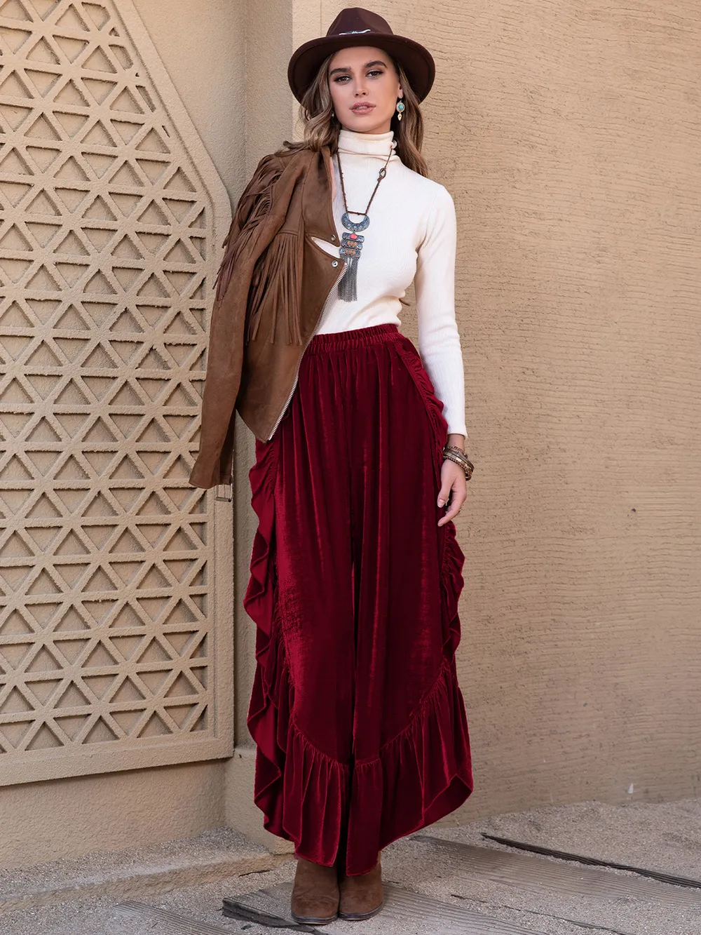 Slit Ruffled Wide Leg Pants, image 6