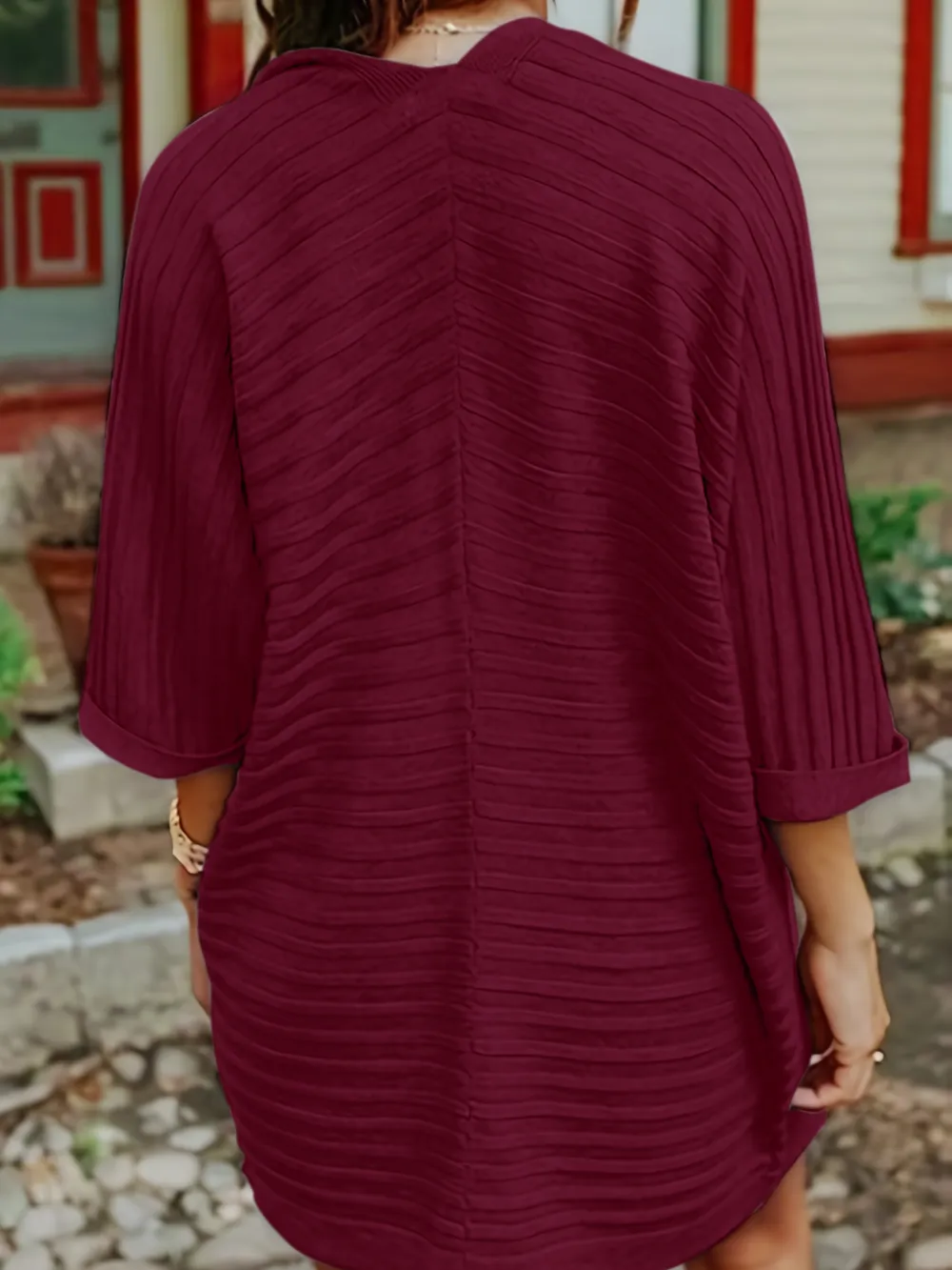 Striped Open Front Knit Cardigan, image 3