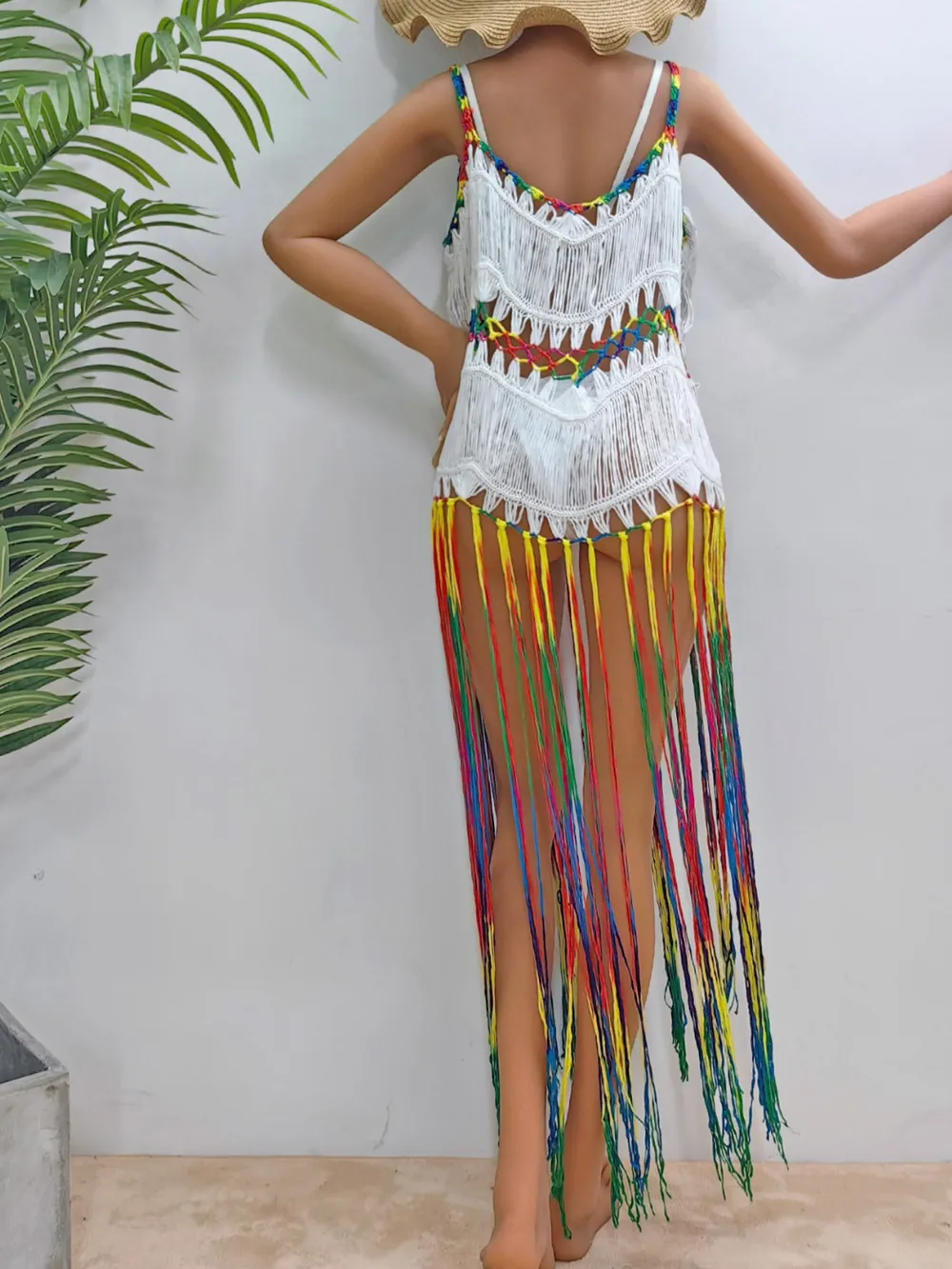 Fringe Scoop Neck Spaghetti Strap Cover-Up, image 5