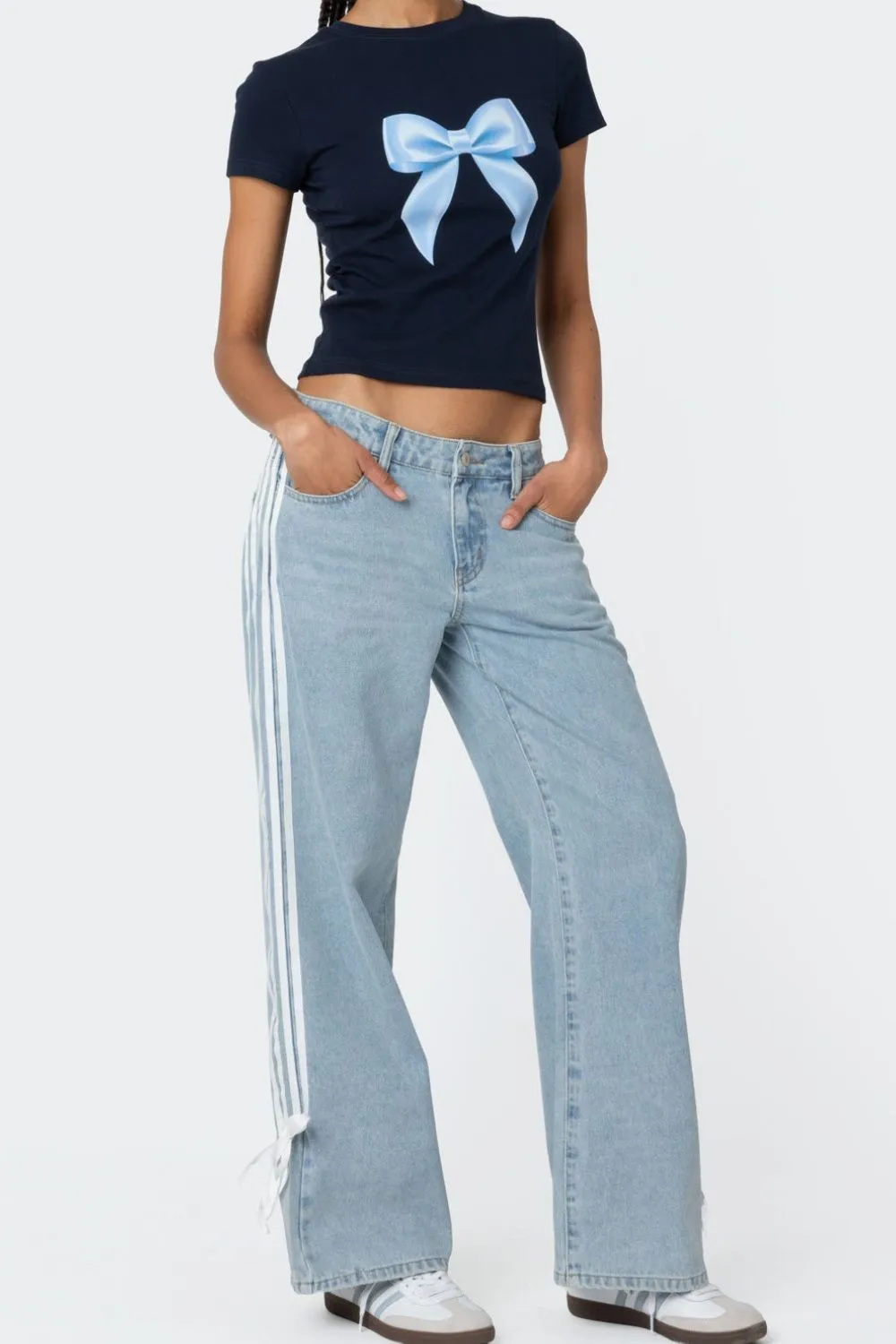 Side Striped Loose Fit Jeans, image 6