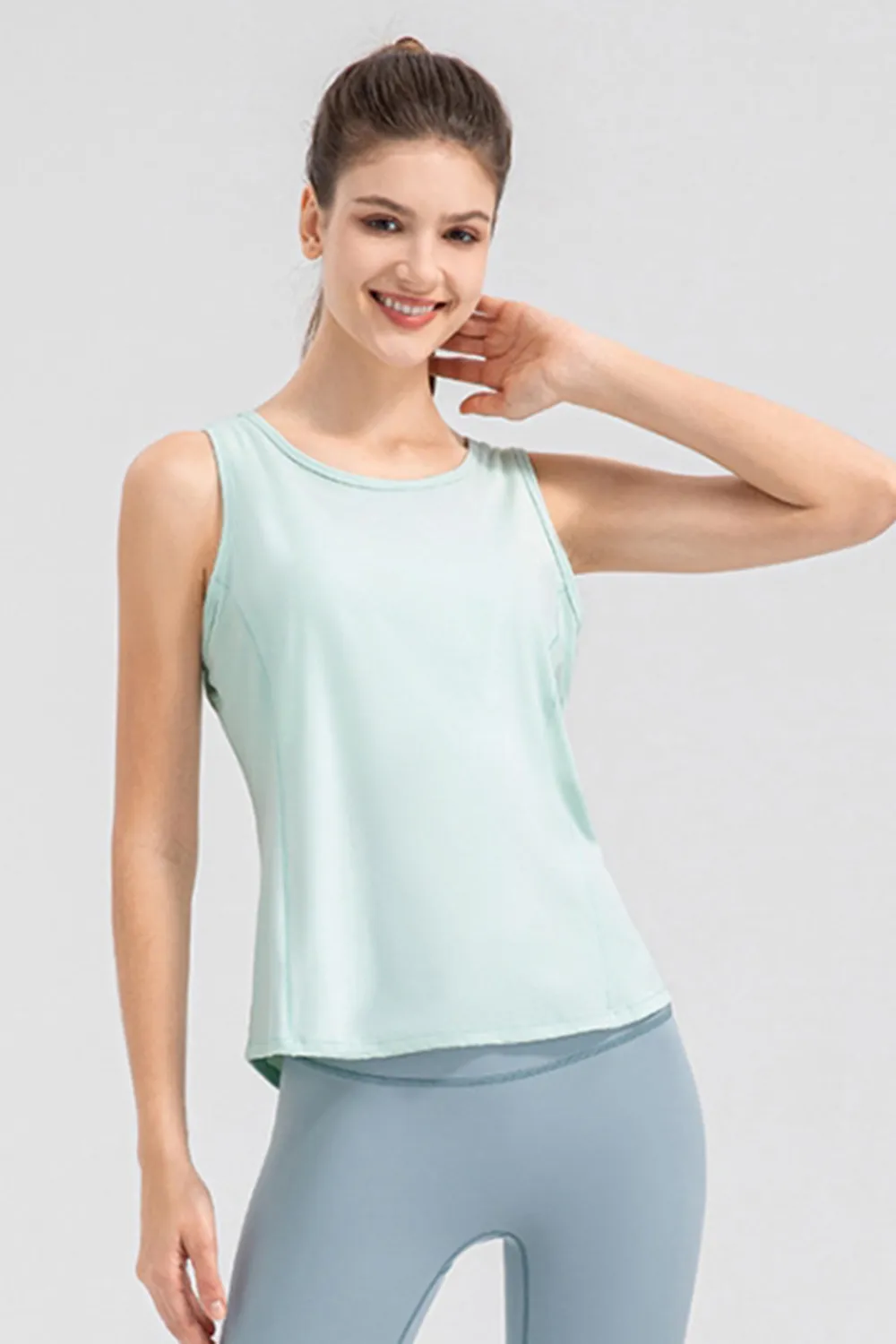 Wide Strap Round Neck Active Tank, image 4