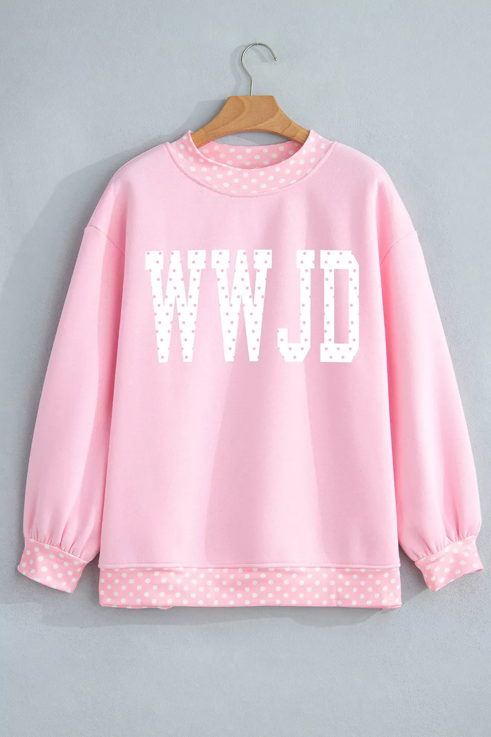 Polka Dot Letter Print Mock Neck Pullover Sweatshirt, image 4