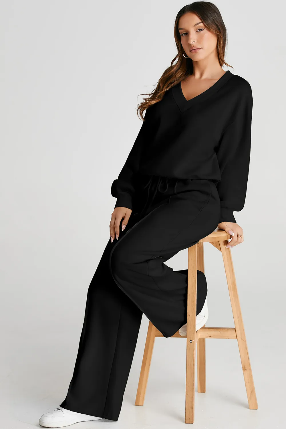 V-Neck Long Sleeve Top and Pants Active Set, image 6