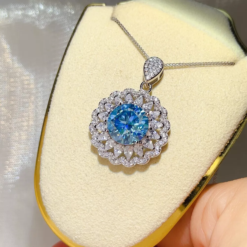 5 Carat 925 Sterling Silver Moissanite Pendant Necklace, image 3