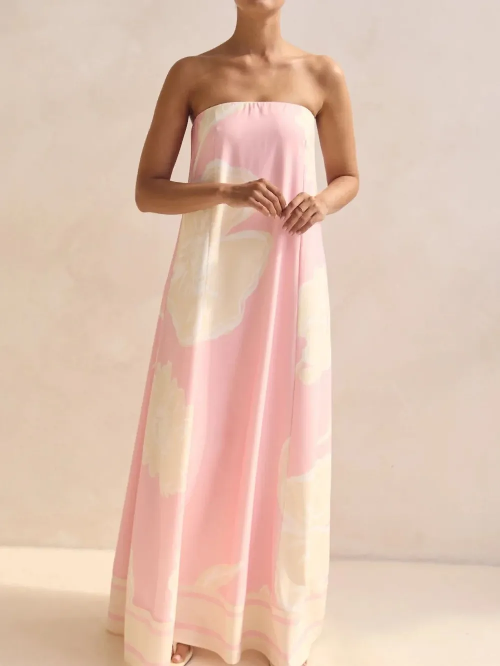 Smocked Printed Tube Maxi Dress, image 9