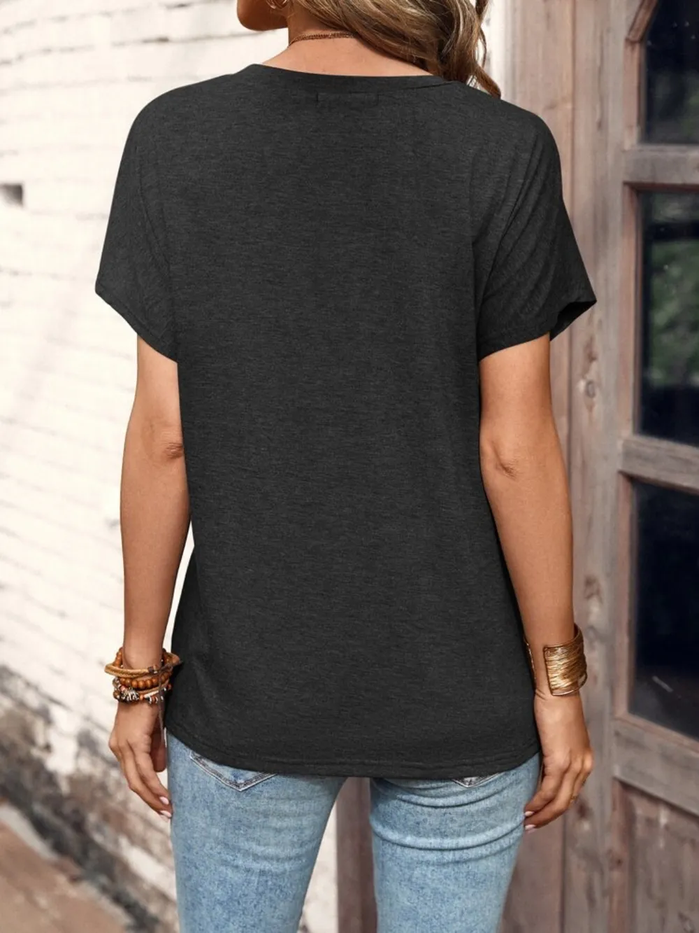 Half Button Short Sleeve Top, image 5