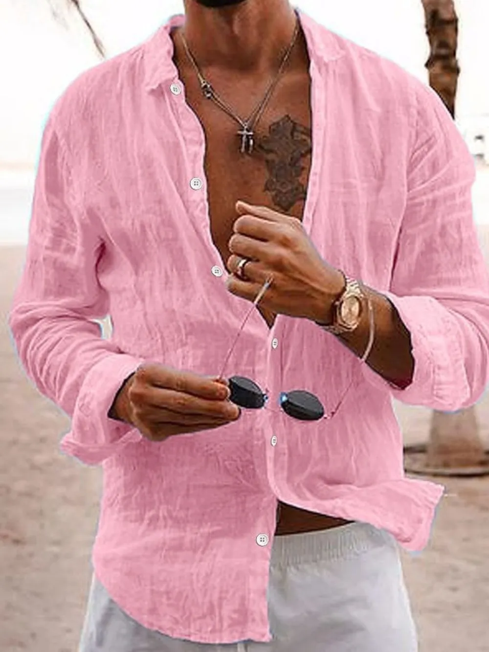 Men's Full Size Button Up Long Sleeve Shirt Plus Size, image 6