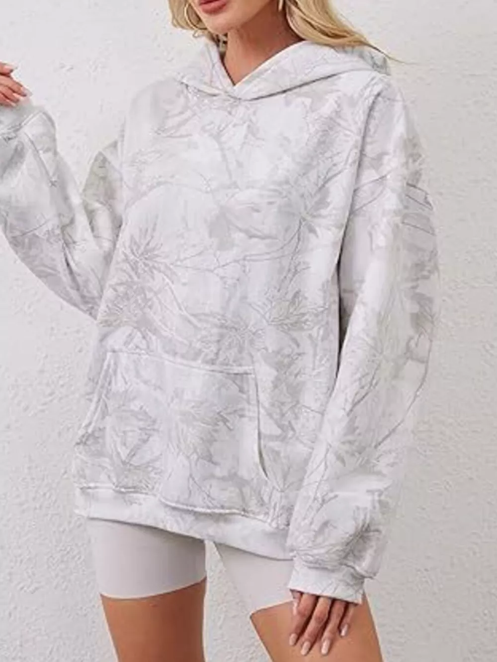 Full Size Kangaroo Pocket Long Sleeve Hoodie Plus Size, image 3