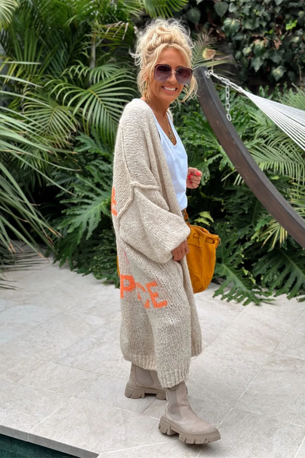 Letter Dropped Shoulder Long Sleeve Cardigan, image 13