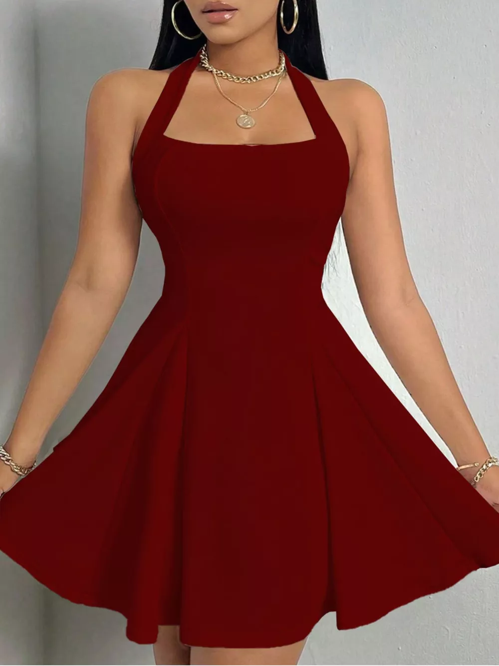 Halter Neck Sleeveless A-Line Mini Dress, image 13