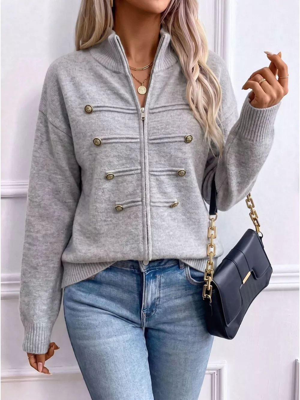 Zip-Up Long Sleeve Cardigan, image 9