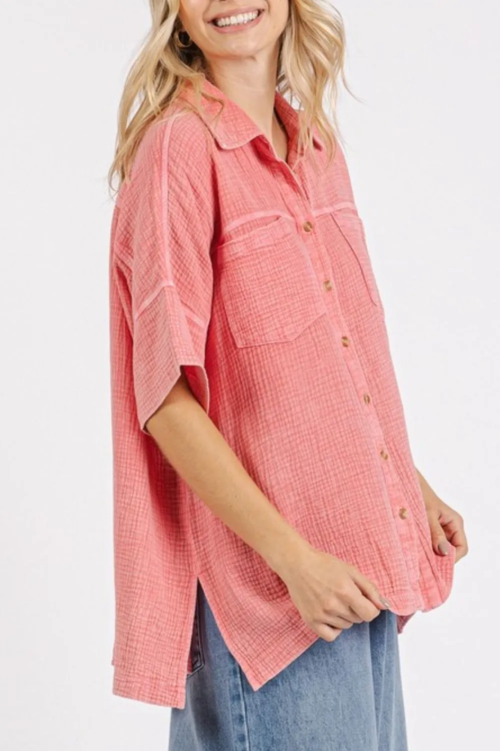 Mineral Wash Gauze Oversized Short Sleeve Shirt, image 4