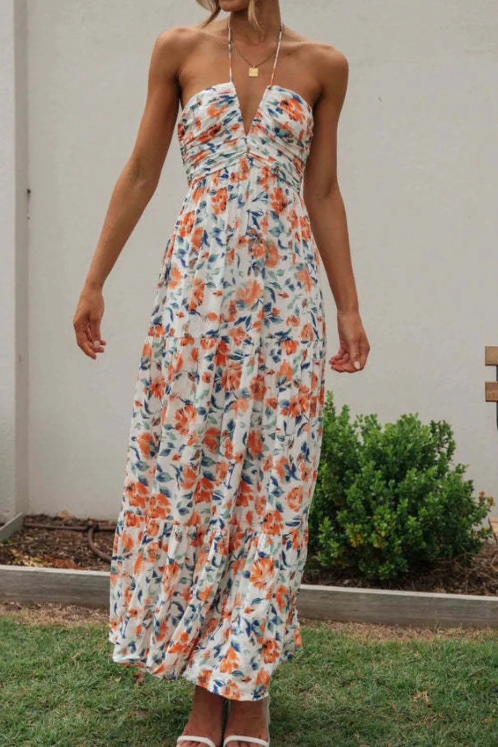 Floral Halter Neck Tiered Maxi Dress, image 6