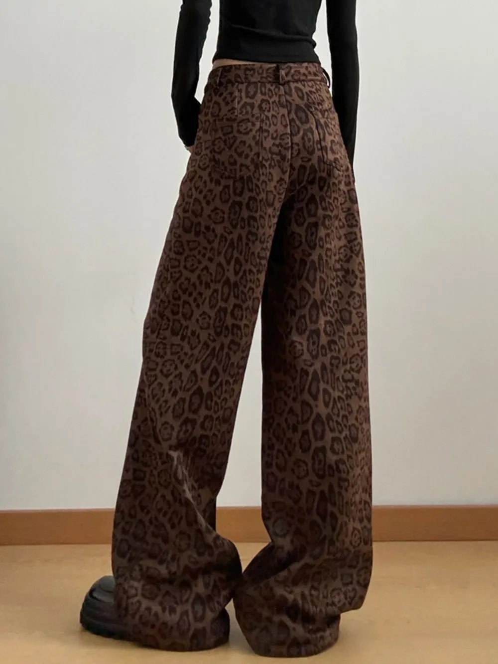 Leopard Print Wide Leg High Waist Pants, image 4