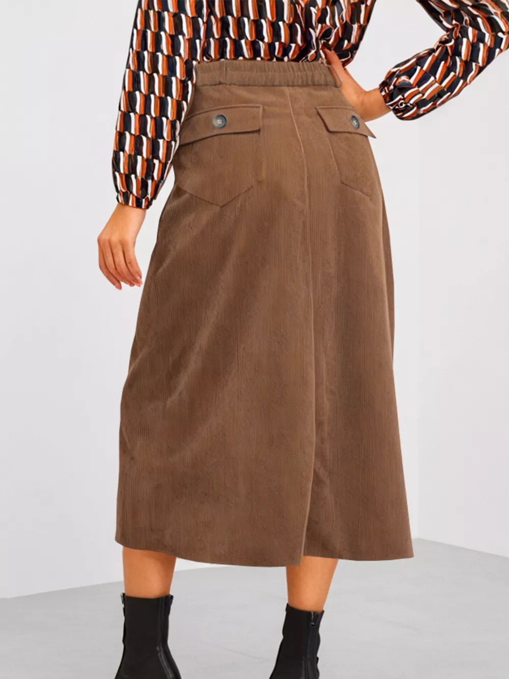 Front Slit Shift High Waist Midi Skirt, image 5