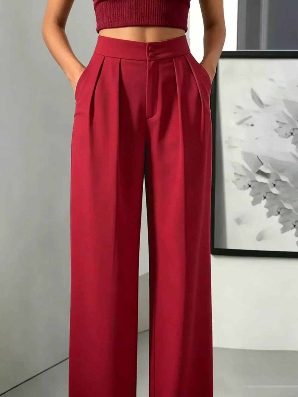High-Waisted Pleated Wide-Leg Pants, image 33