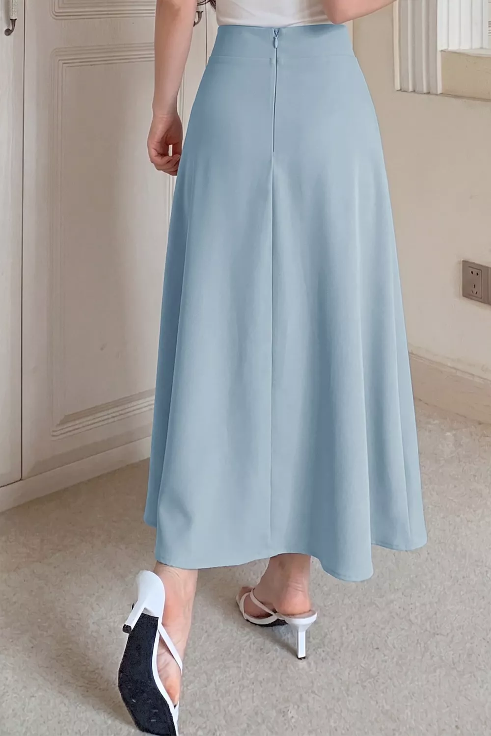 A-Line Midi Skirt with Zipper, image 2
