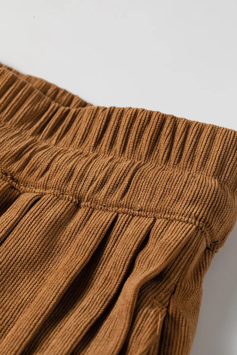 Elastic Waist Wooden Button Placket Ankle Length Wide Leg Pants, image 6