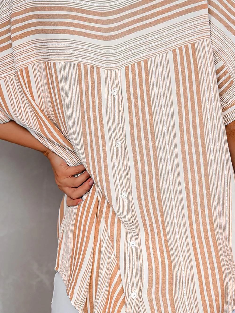 Full Size Collared Neck Half Sleeve Shirt Plus Size, image 12