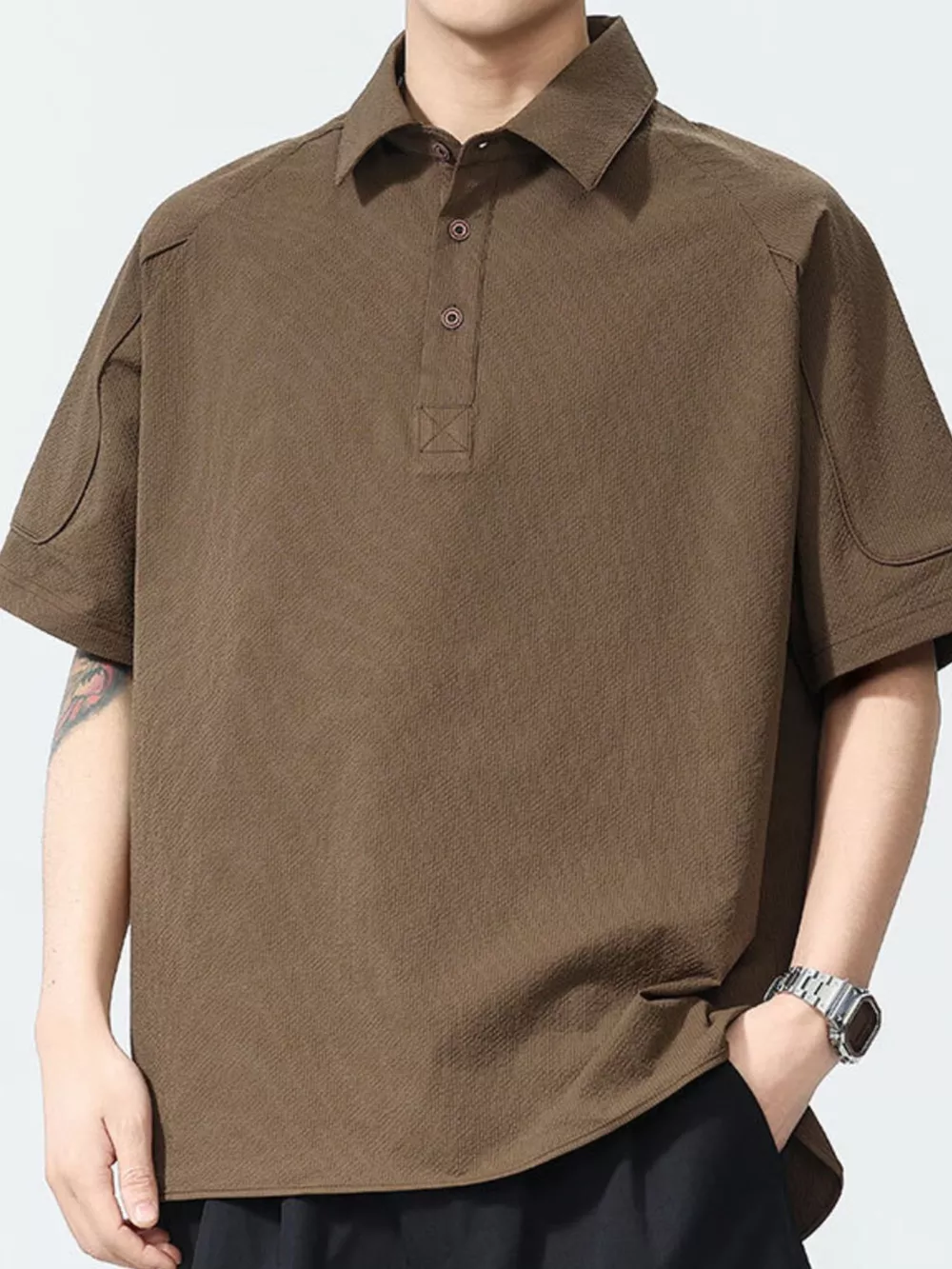 Men's Plus Size Textured Short Sleeve Polo, image 2