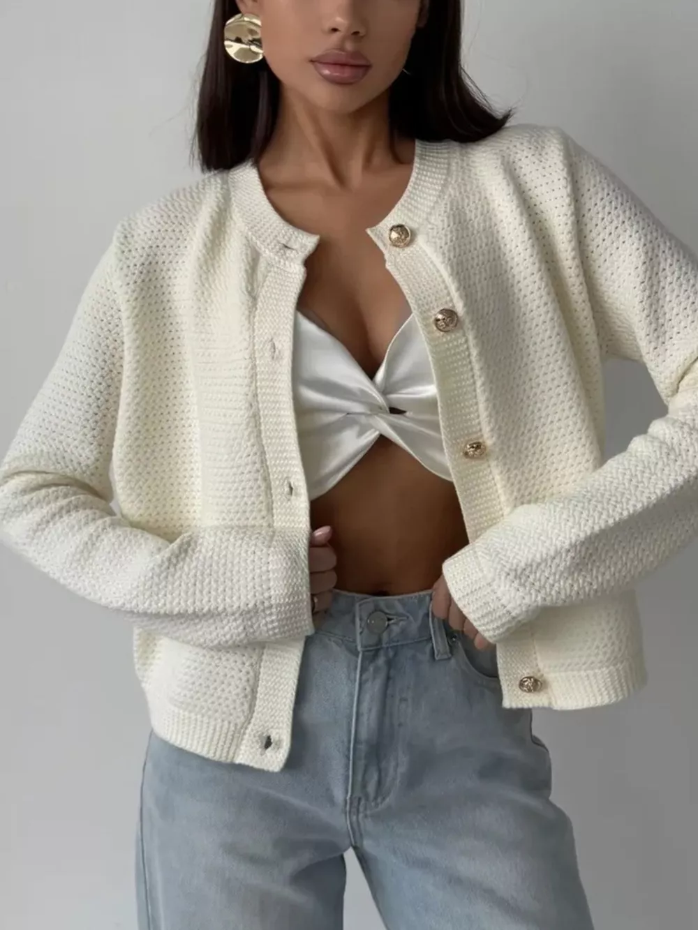 Button Up Texture Knit Cardigan, image 10