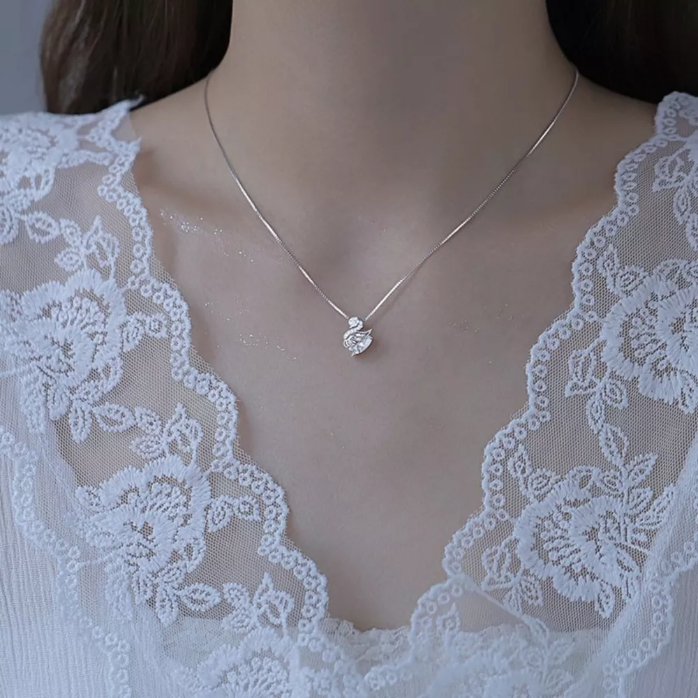925 Sterling Silver Zircon Pendant Necklace, image 2