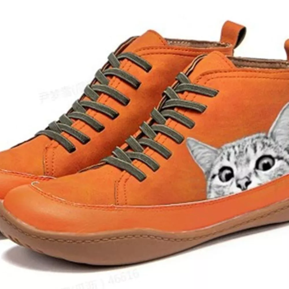 Cat Print Striped Ankle Sneakers, image 10