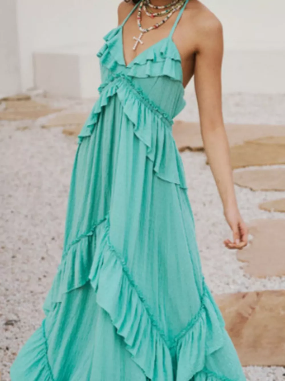 Ruffled Halter Neck Maxi Dress, image 12