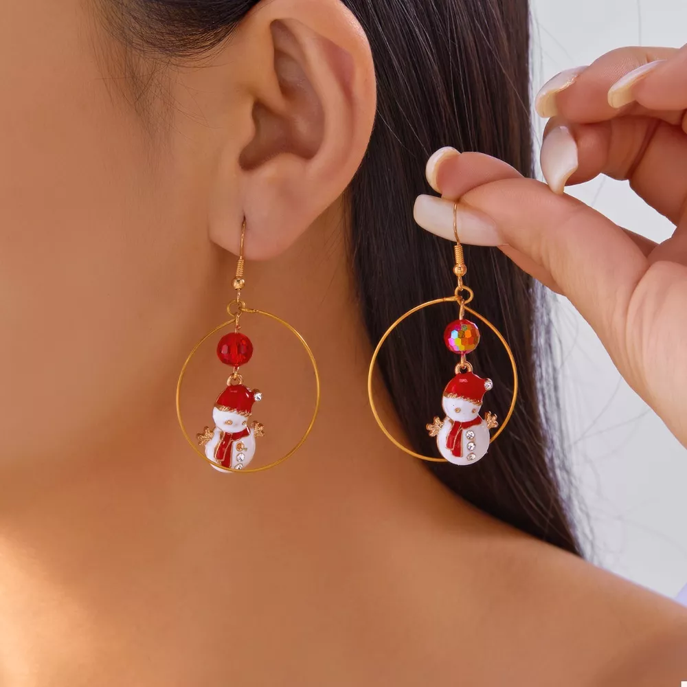 18K Gold-Plated Christmas Snowman Earrings