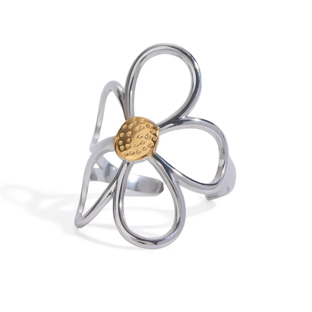 Two-Tone Daisy Flower Ring, image 2