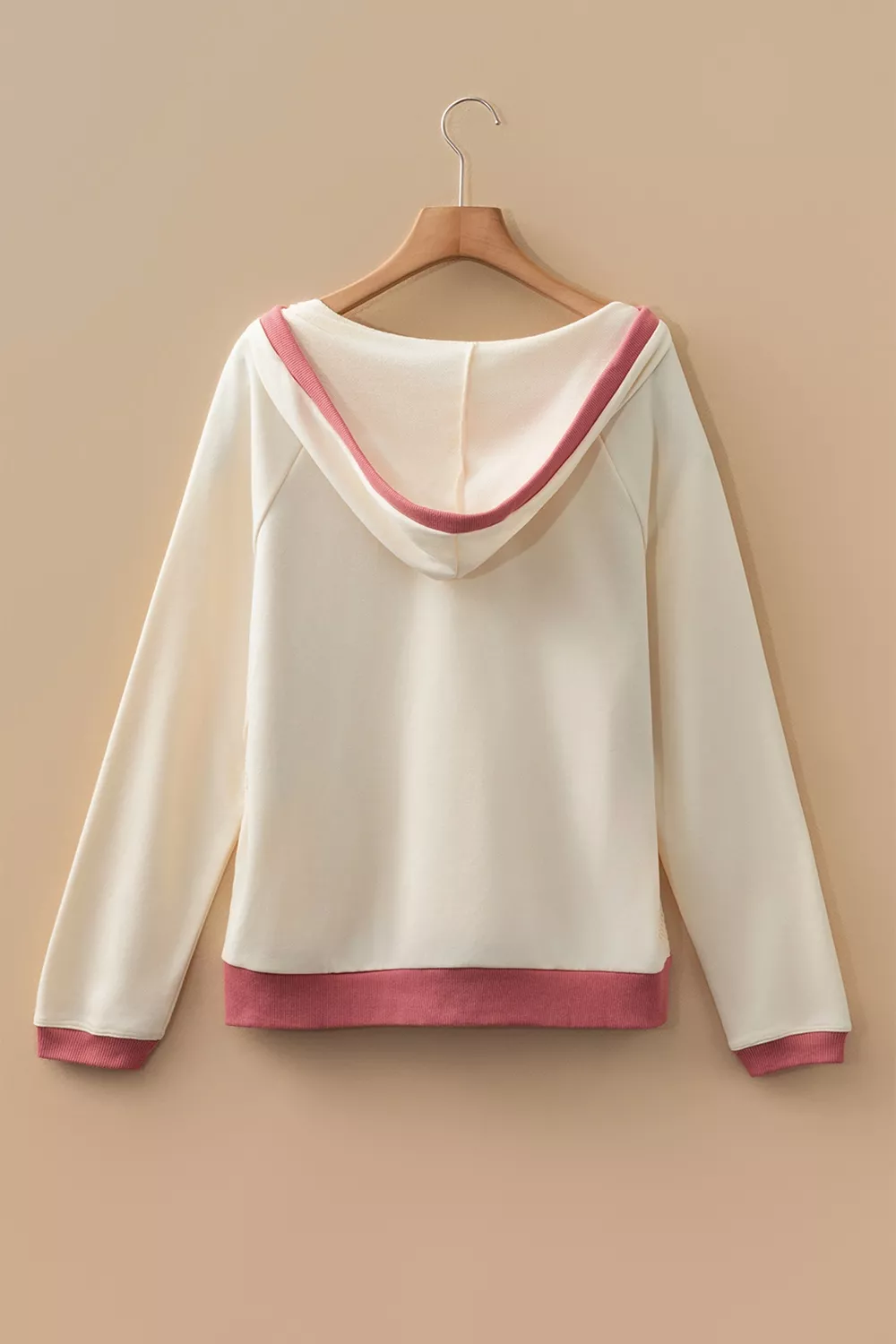 Crochet Knit Contrast Trim Hoodie, image 6