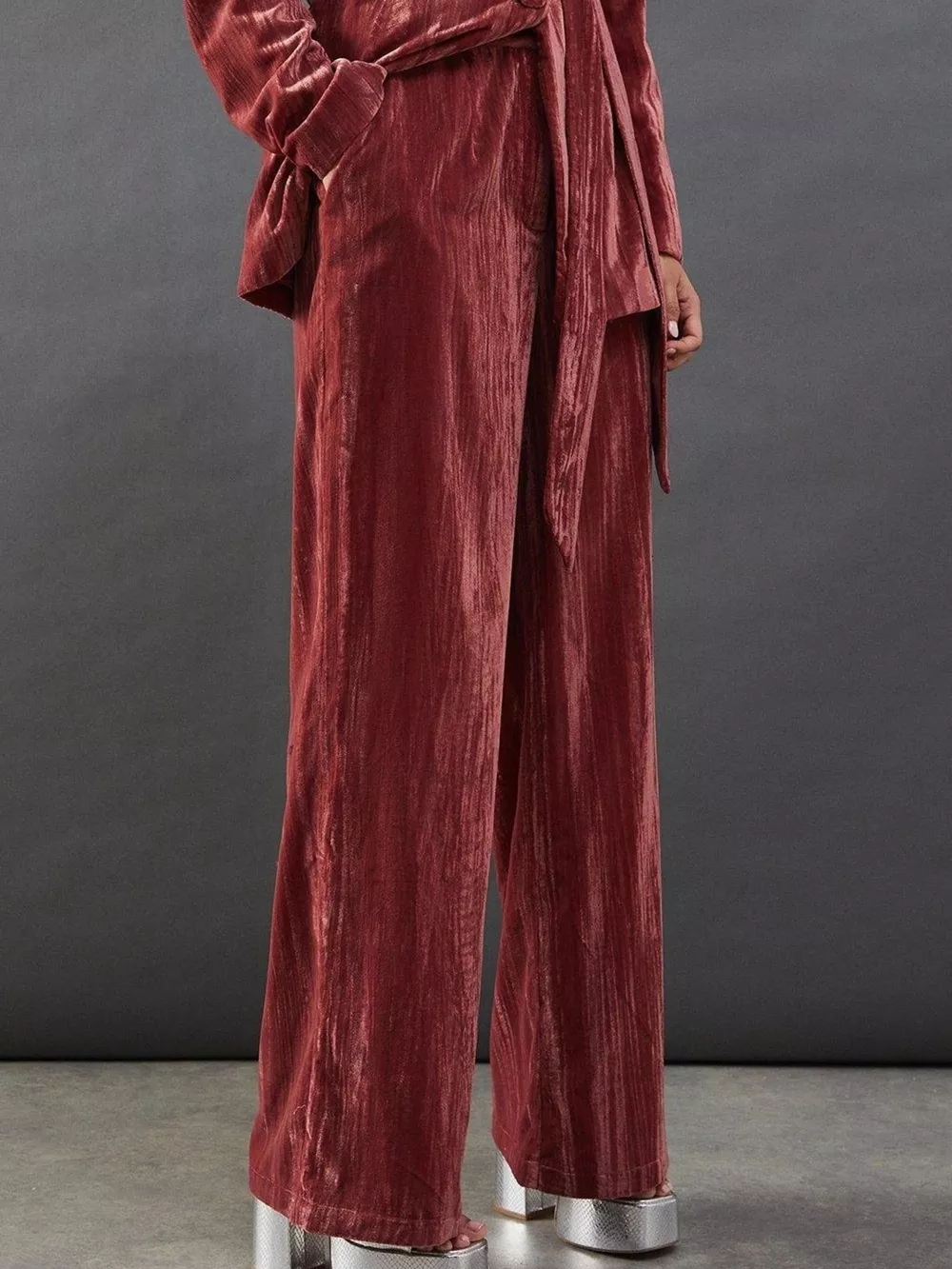Velvet Lapel Collar Blazer & Pants Set, image 15