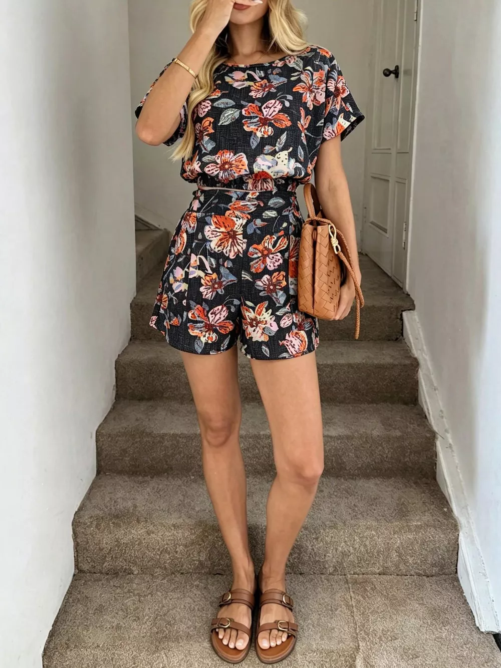 Floral Print Crop Top and Shorts Set, image 5