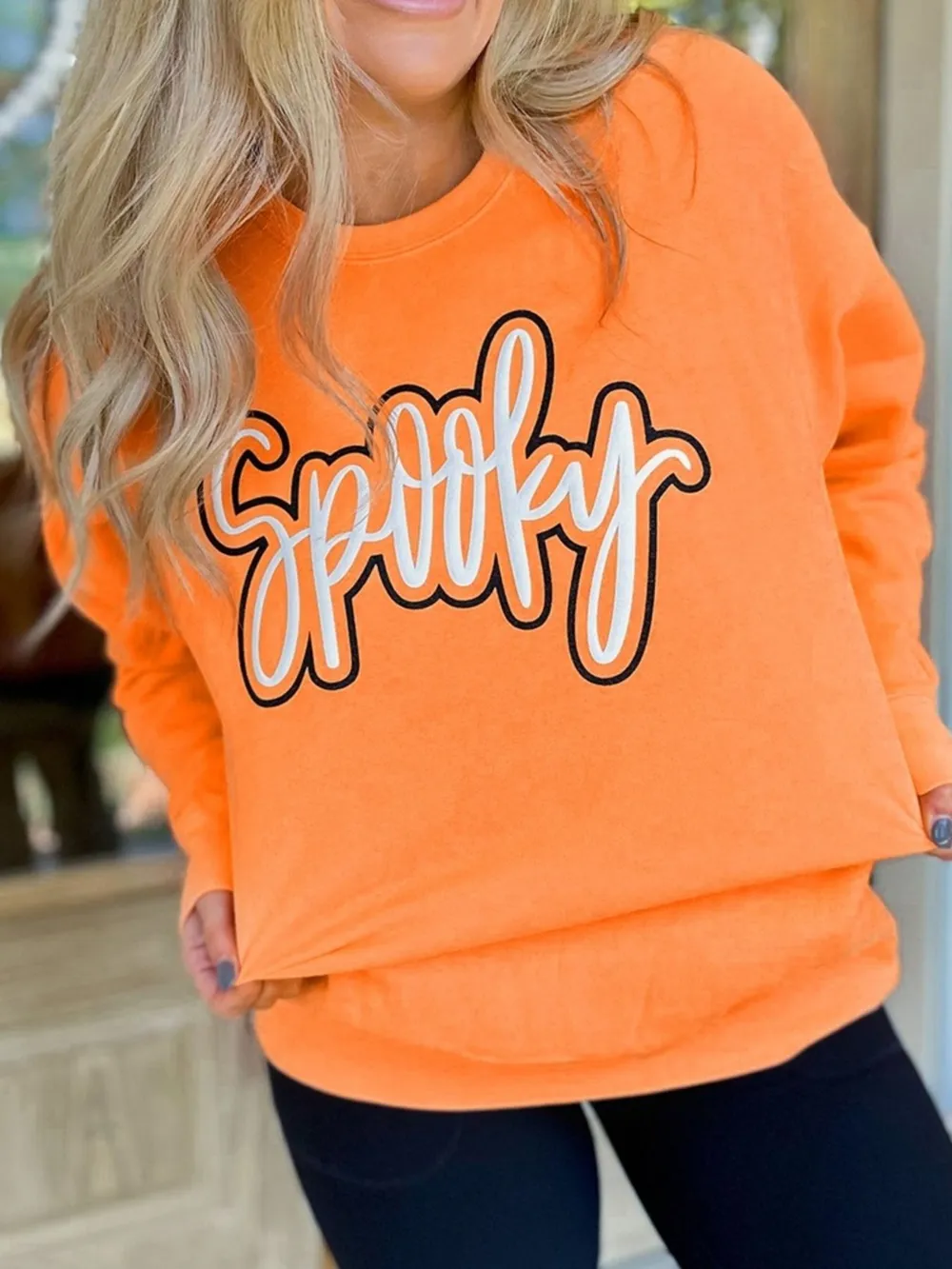 Spooky Round Neck Long Sleeve Sweatshirt, image 3