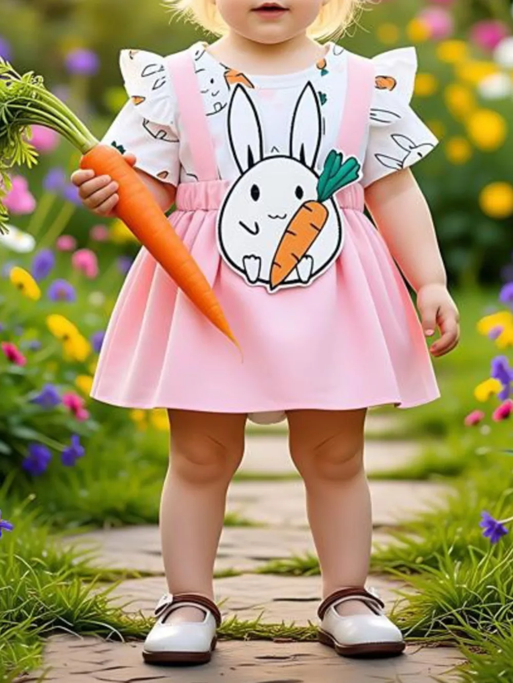 Children's Bunny Applique Short Sleeve Dress, image 2