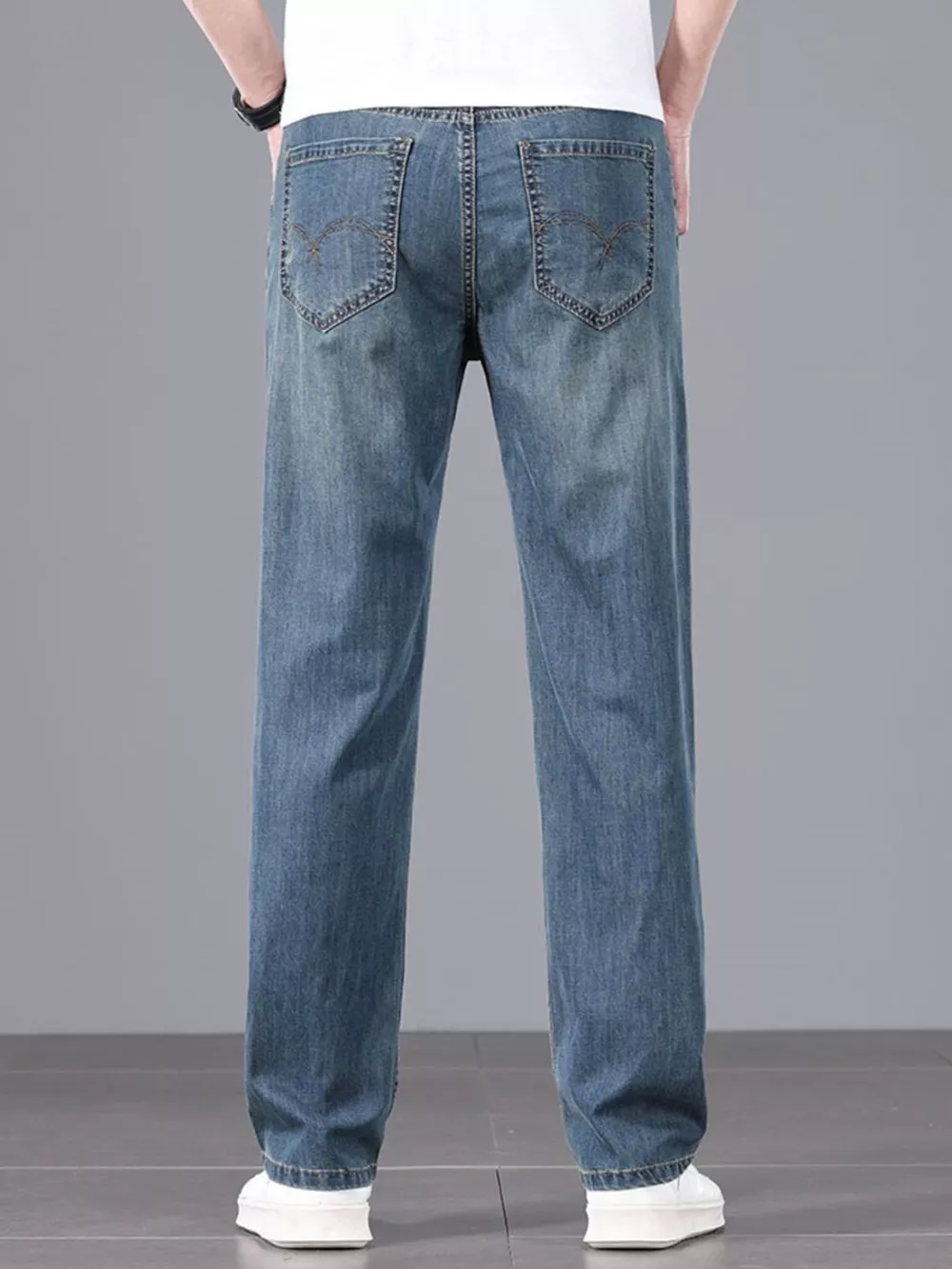 Men's Straight Fit Wash Jeans, image 5