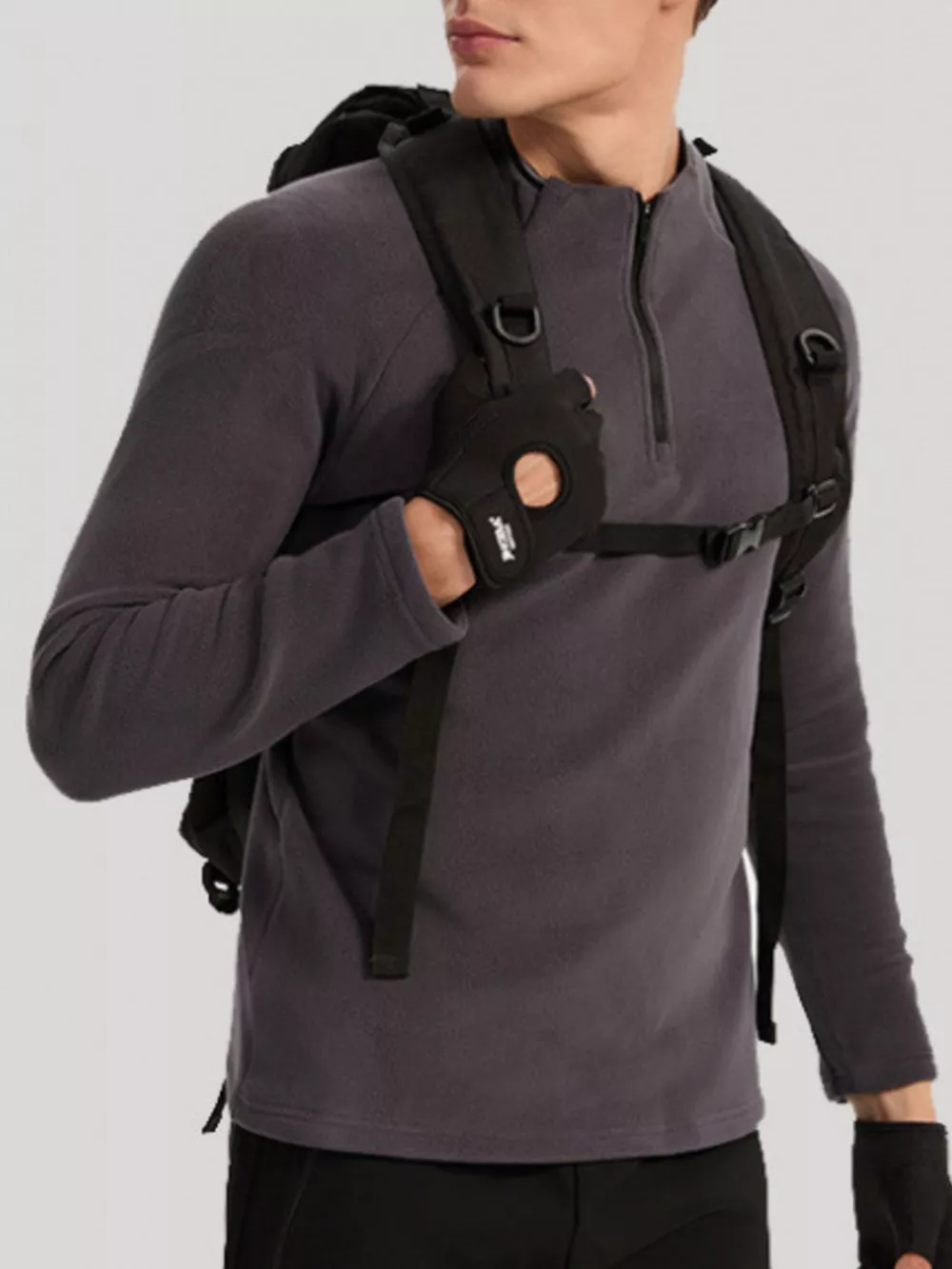 Men's Plus Size Quarter Long Sleeve Top
