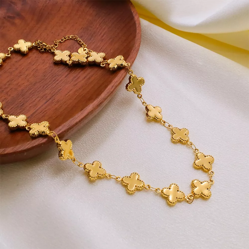18K Gold-Plated Clover Charm Necklace, image 2