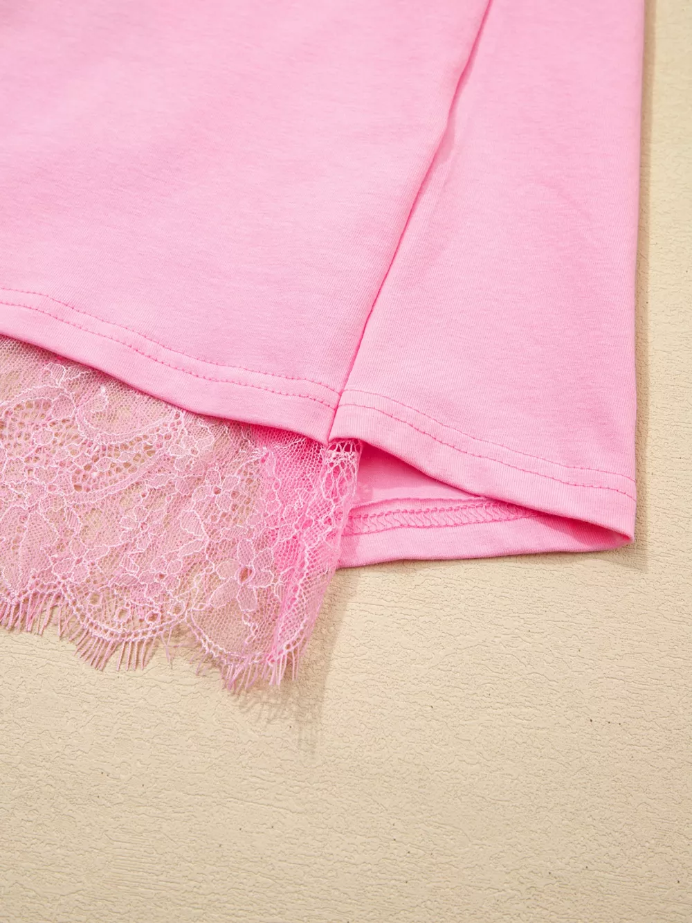 Floral Lace Patchwork Half Sleeve Oversize Tee, image 7