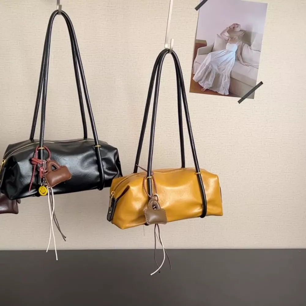 Leather Shoulder Bag with Charm, image 3