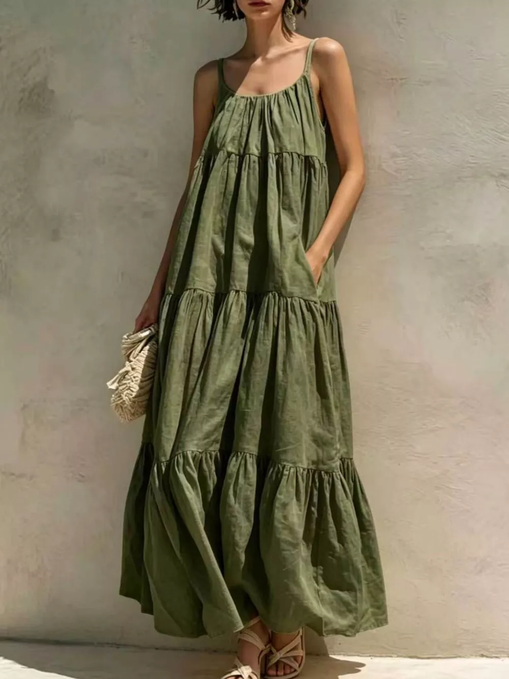 Tiered Scoop Neck Maxi Dress, image 9