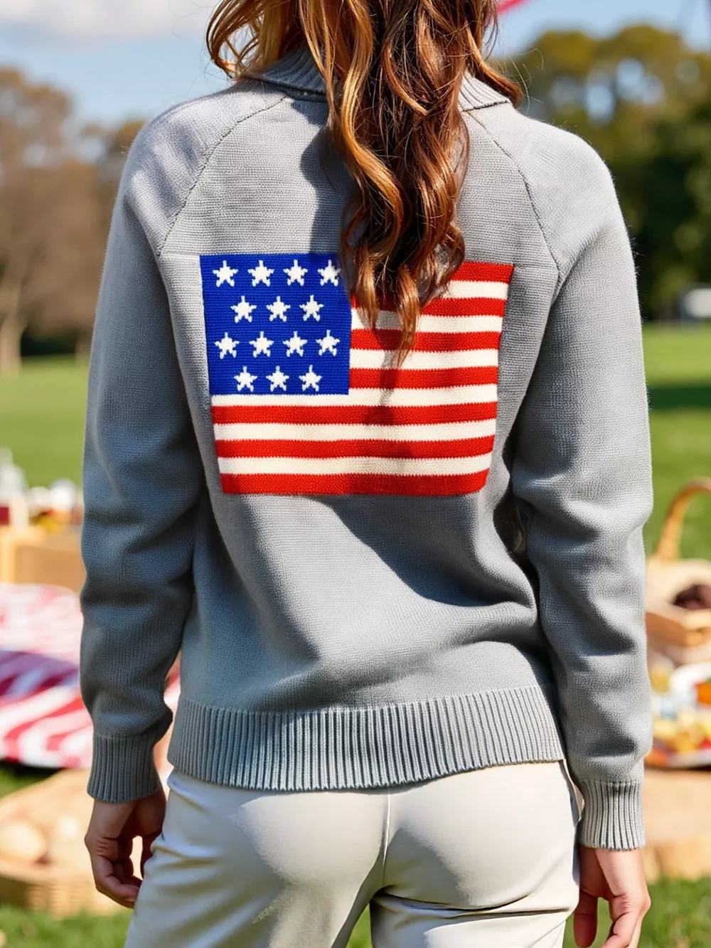 US Flag Button Up Cardigan, image 7