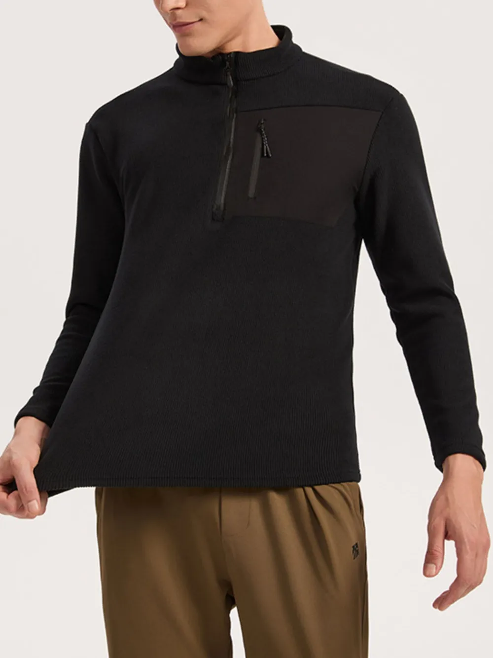 Men's Plus Size Half-Zip Fleece Sweatshirt with Chest Pocket, image 4